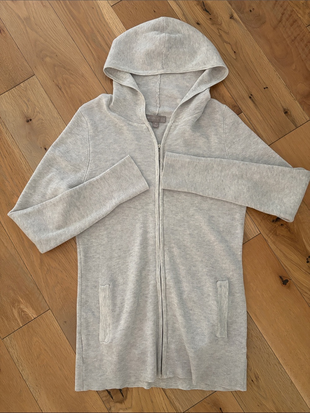 Revolution Light Gray Hooded Zip Cardigan